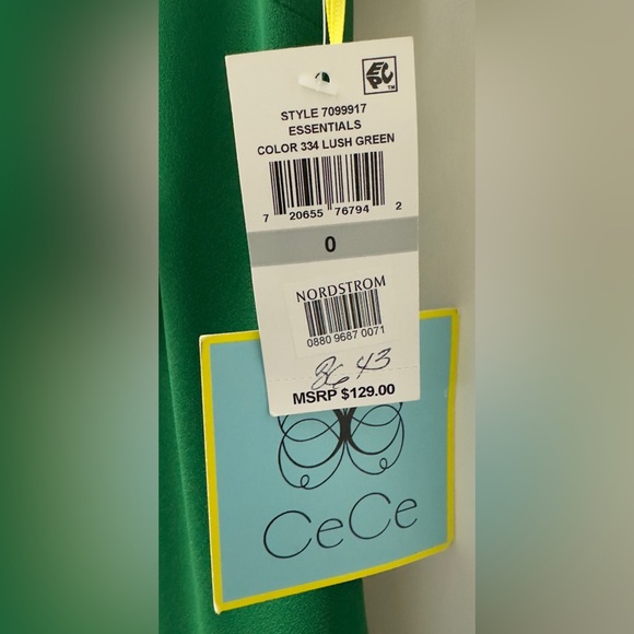 CeCe Sportswear Women's Short Sleeve A-LINE Dress with Neck Bow, Lush Gr… - Picture 9 of 9